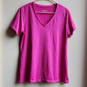 Reebok Hot Pink V-Neck Athletic T-Shirt Size Large